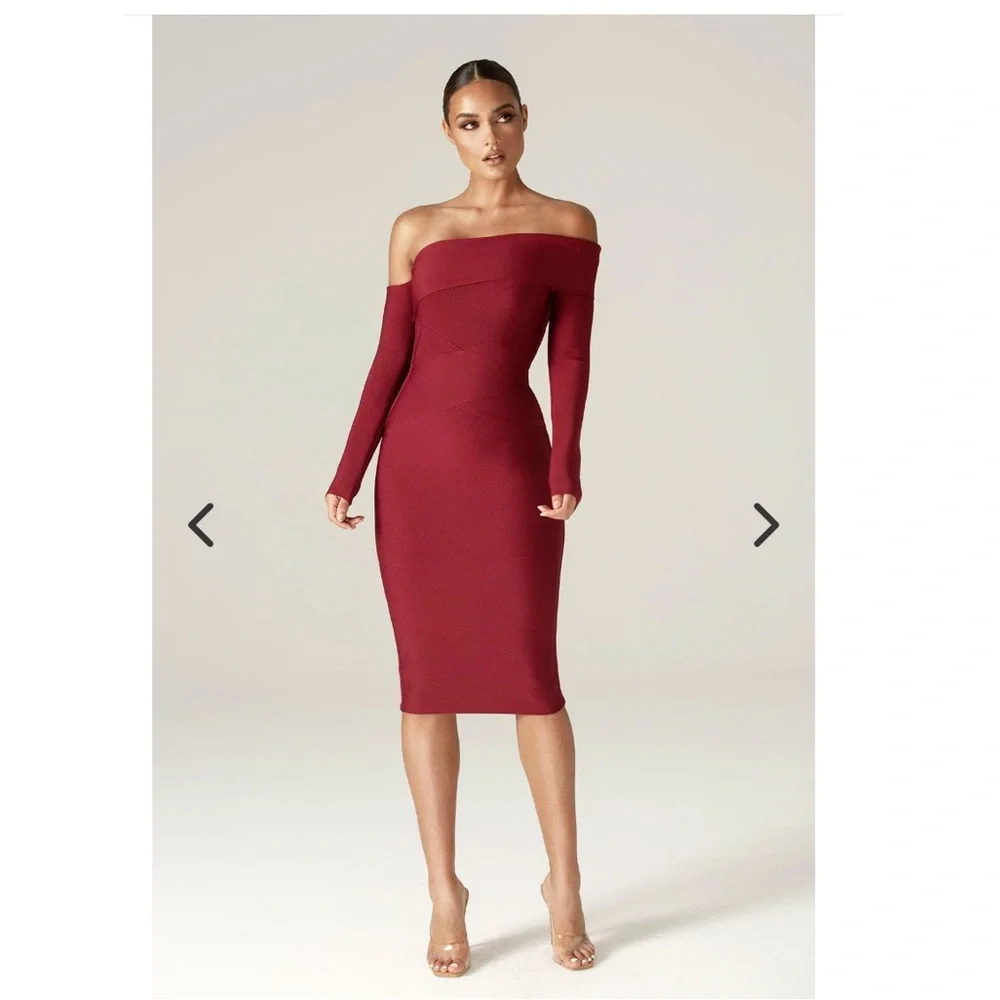 ALIEVA Shiva bandage dress maroon - Picture 1 of 15